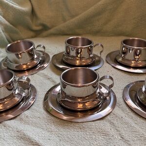 Double-wall INOX 18/10 Italy set of 6 demitasse stainless espresso